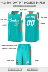 Teal White Double Side Sets Basketball Jersey 2