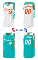 Teal White Double Side Sets Basketball Jersey 3