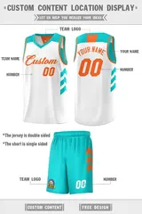 Teal White Double Side Sets Basketball Jersey 4