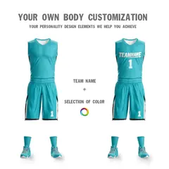 Teal White Double Side Sportswear Basketball Jersey 5