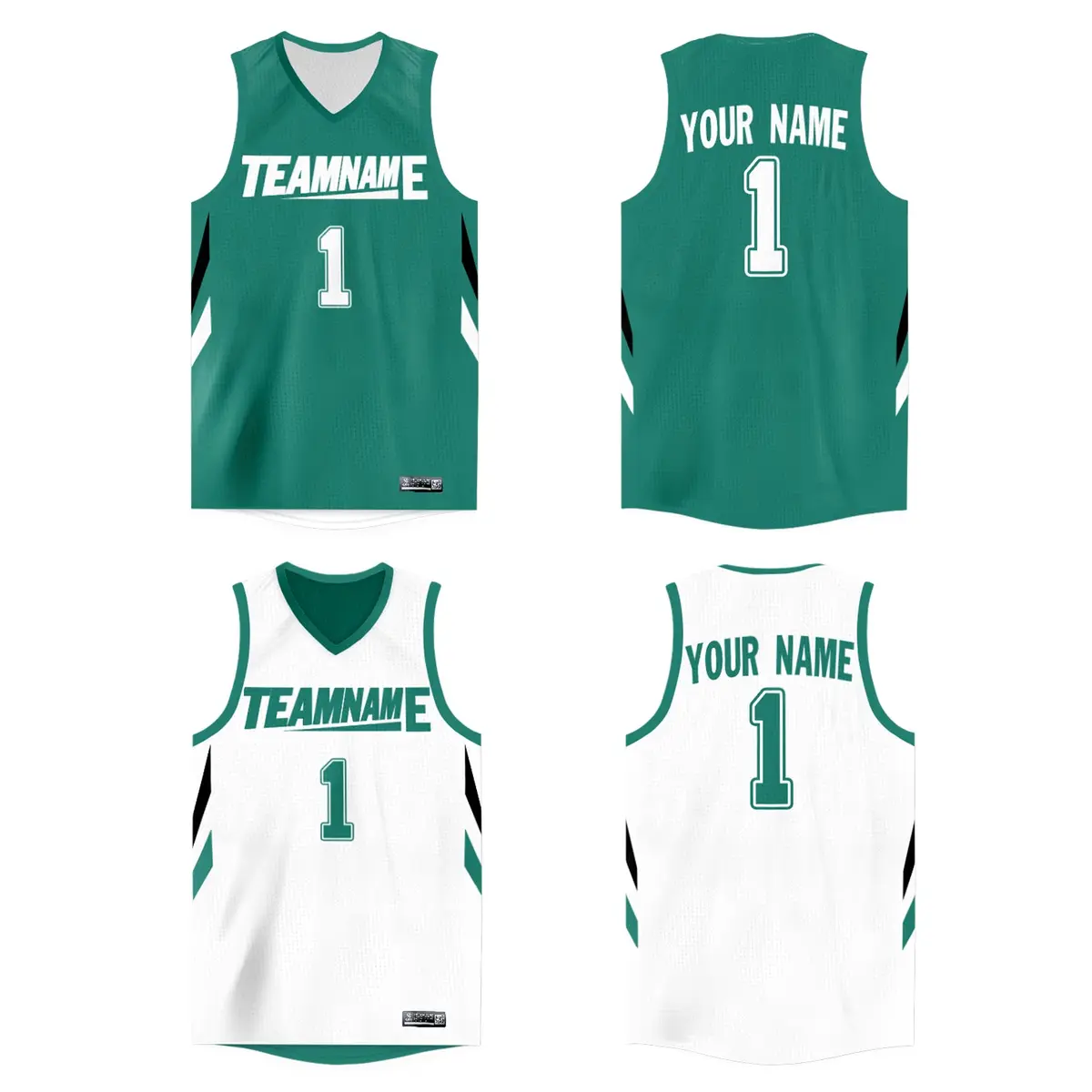 Teal White Double Side Tops Athletic Basketball Jersey
