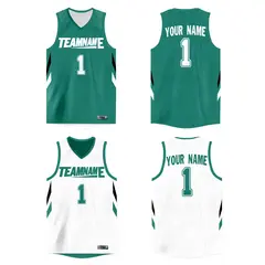 Teal White Double Side Tops Athletic Basketball Jersey 1