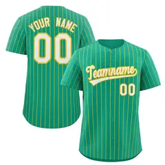 Teal White-Gold Stripe Authentic Fashion Baseball Jersey 1