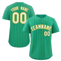 Teal White-Gold Stripe Authentic Fashion Baseball Jersey