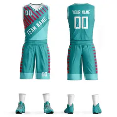 Teal White Graffiti Bar Pattern Sets Basketball Jersey