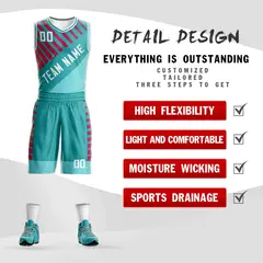 Teal White Graffiti Bar Pattern Sets Basketball Jersey 2