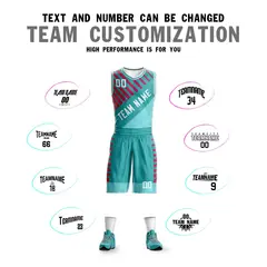 Teal White Graffiti Bar Pattern Sets Basketball Jersey 4