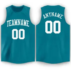 Teal White Mesh Classic Tops Sport Basketball Jersey 1