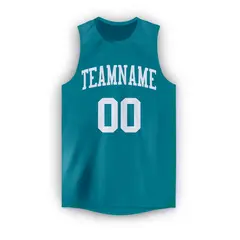 Teal White Mesh Classic Tops Sport Basketball Jersey 5