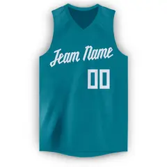 Teal White Mesh Classic Tops Sport Basketball Jersey 5