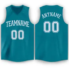 Teal White Mesh Classic Tops Sport Basketball Jersey 1