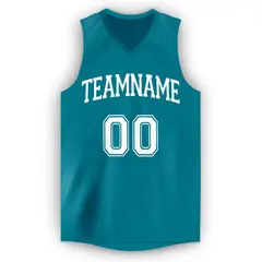 Teal White Mesh Classic Tops Sport Basketball Jersey 5