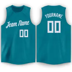 Teal White Mesh Classic Tops Sport Basketball Jersey 1