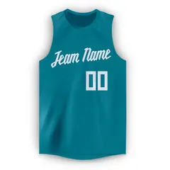 Teal White Mesh Classic Tops Sport Basketball Jersey 5