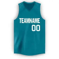 Teal White Mesh Classic Tops Sport Basketball Jersey 5