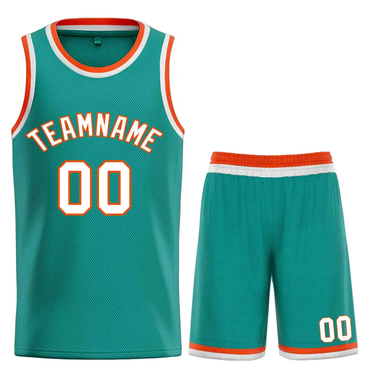 Teal White-Orange Bull Classic Sets Basketball Jersey