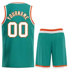 Teal White-Orange Bull Classic Sets Basketball Jersey 2