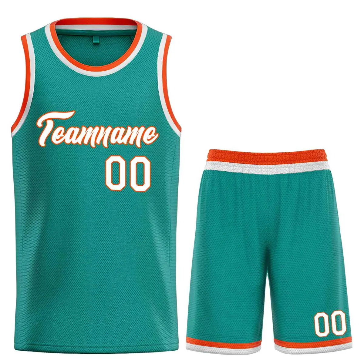 Teal White-Orange Classic Heal Sports Basketball Jersey