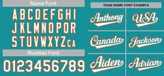 Teal White-Orange Full-Button Classic Baseball Jersey 3