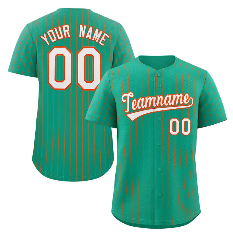 Teal White-Orange Stripe Authentic Fashion Baseball Jersey