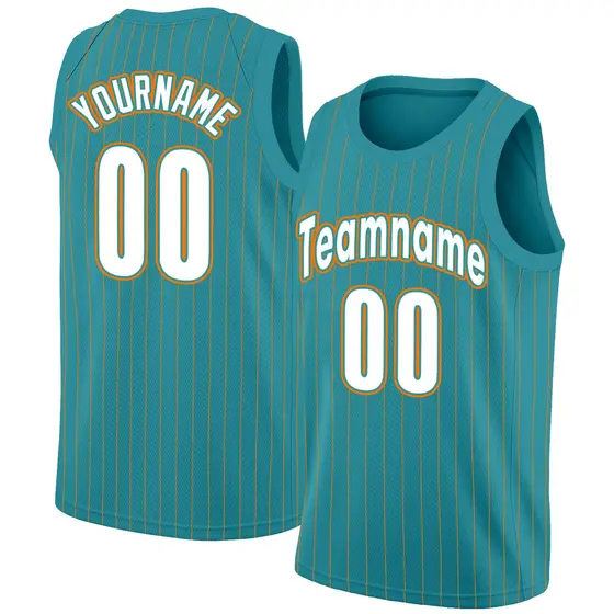 Teal White Orange Stripe Fashion Men/Boy Basketball Jersey