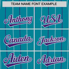 Teal White Purple Bi-Color Striped Baseball Jersey 3