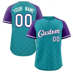 Teal White-Purple Rhombus Authentic Baseball Jersey