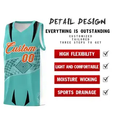 Teal White Snake Scale Venomous Fang Graffiti Basketball Jersey 2