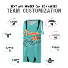 Teal White Snake Scale Venomous Fang Graffiti Basketball Jersey 4