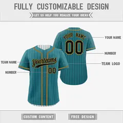 Teal White Striped Reversible Baseball Jersey 3