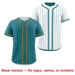 Teal White Striped Reversible Baseball Jersey 9