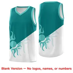 Teal White Sunburst Two Tone Basketball Jersey 2