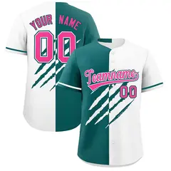 Teal White Tiger Claw Scratch Split Baseball Jersey