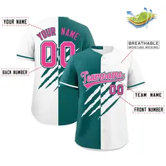 Teal White Tiger Claw Scratch Split Baseball Jersey 2