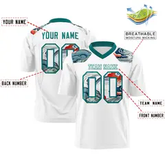 Teal White Ukiyo-e Auspicious Clouds Graffiti Football Jersey 2