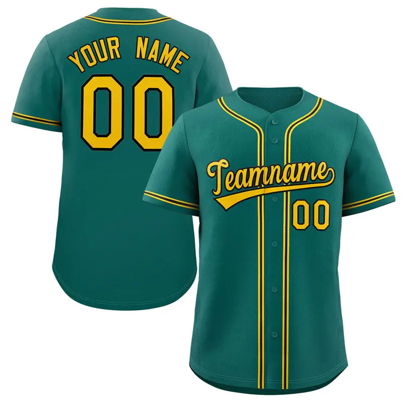 Teal Yellow-Black Authentic Classic Baseball Jersey