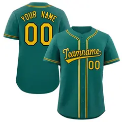 Teal Yellow-Black Authentic Classic Baseball Jersey 1