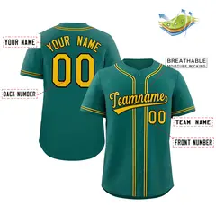 Teal Yellow-Black Authentic Classic Baseball Jersey 2