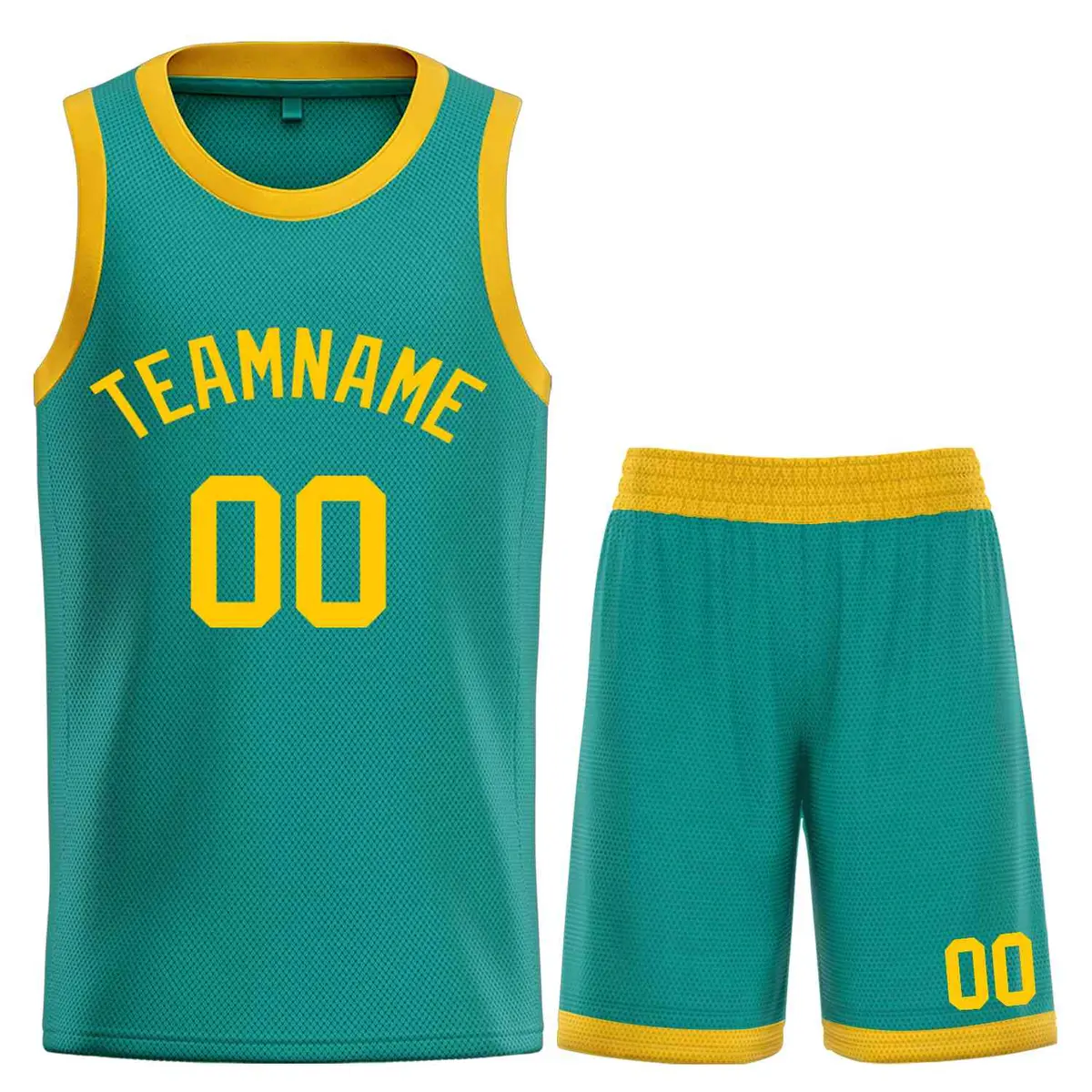 Teal Yellow Bull Classic Sets Basketball Jersey
