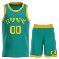 Teal Yellow Bull Classic Sets Basketball Jersey