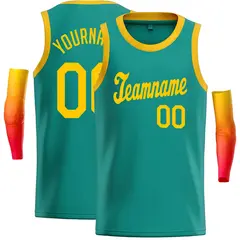 Teal Yellow Classic Casual Basketball Jersey