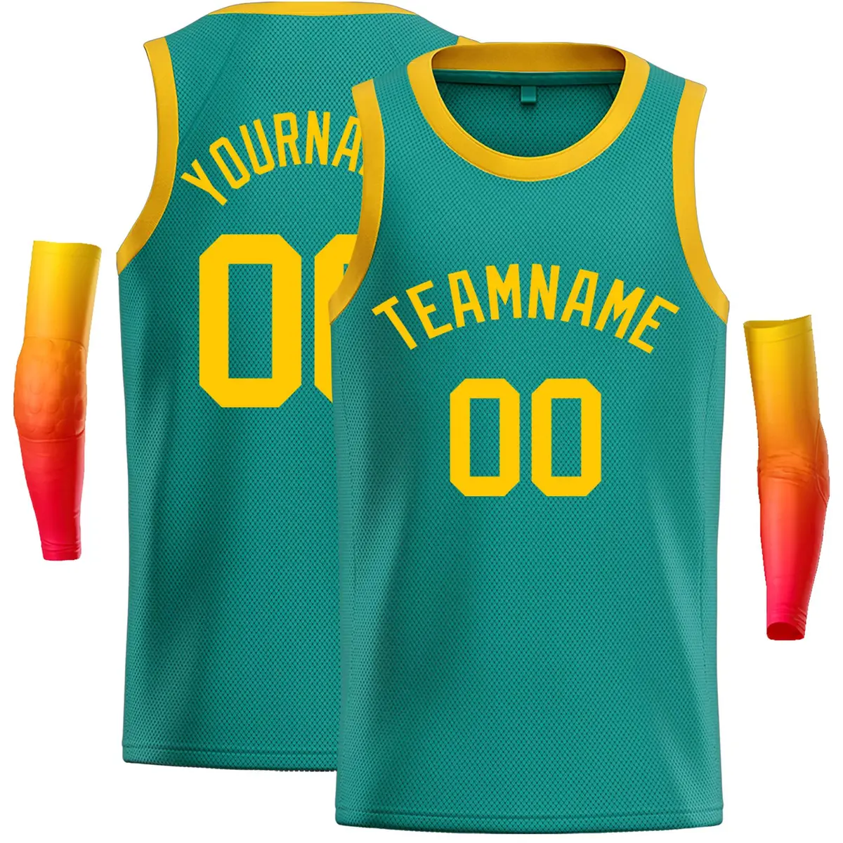 Teal Yellow Classic Casual Basketball Jersey