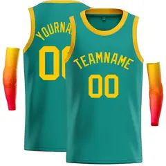 Teal Yellow Classic Casual Basketball Jersey