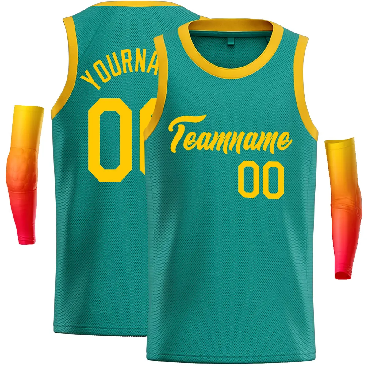 Teal Yellow Classic Casual Basketball Jersey
