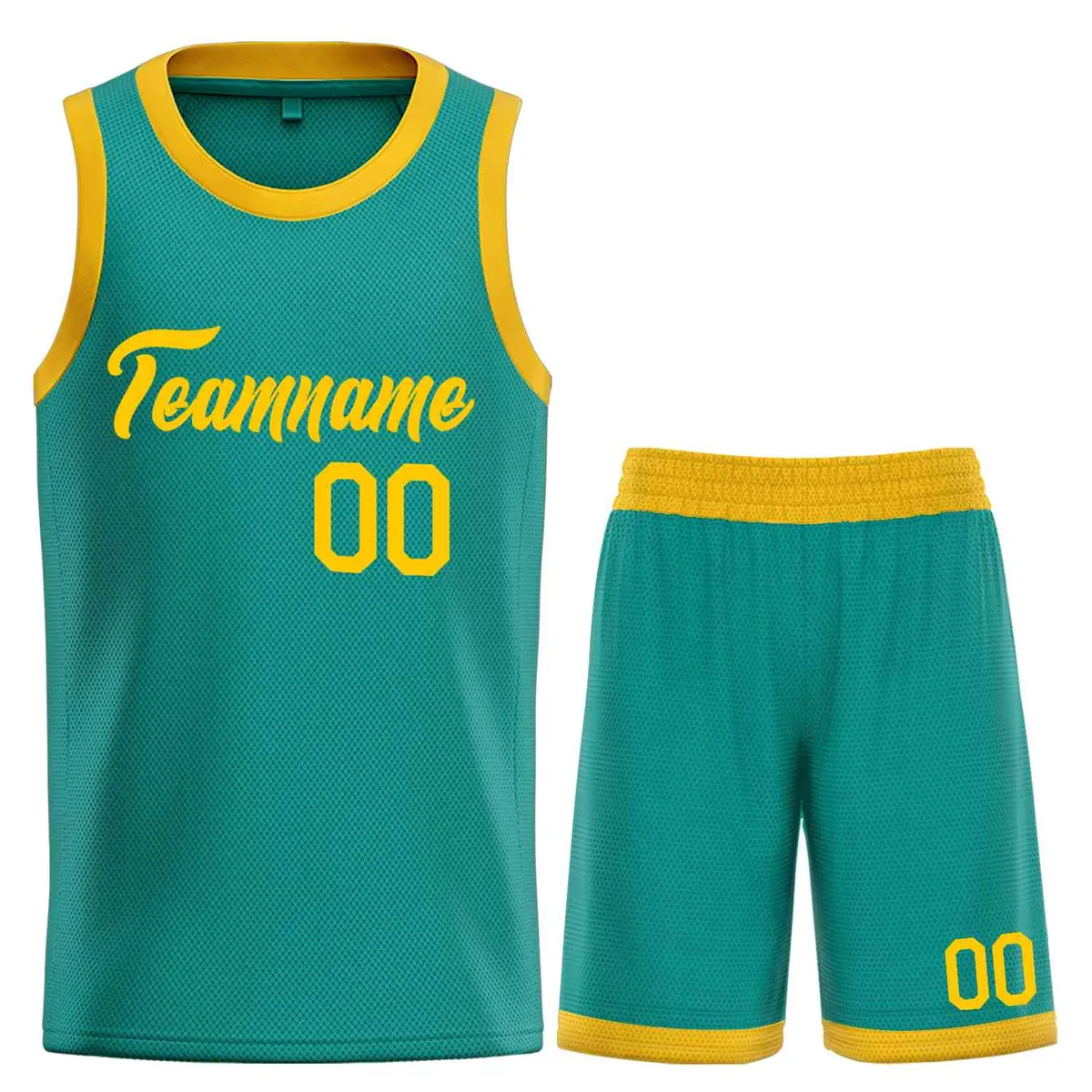 Teal Yellow Classic Heal Sports Basketball Jersey