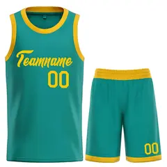 Teal Yellow Classic Heal Sports Basketball Jersey