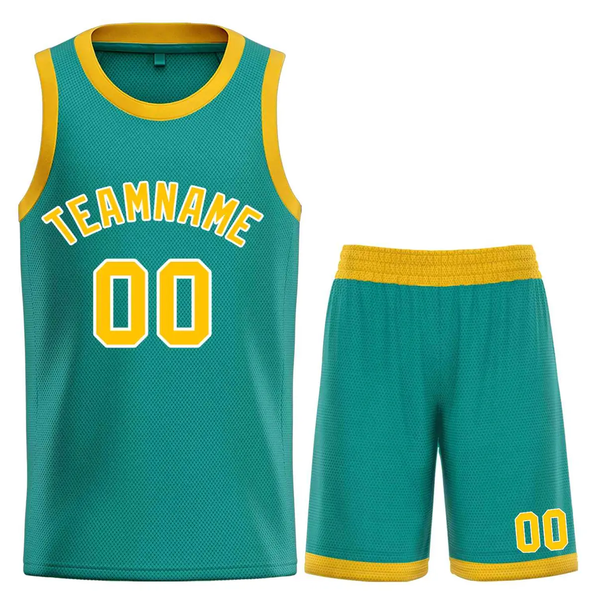 Teal Yellow-White Bull Classic Sets Basketball Jersey