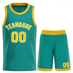 Teal Yellow-White Bull Classic Sets Basketball Jersey