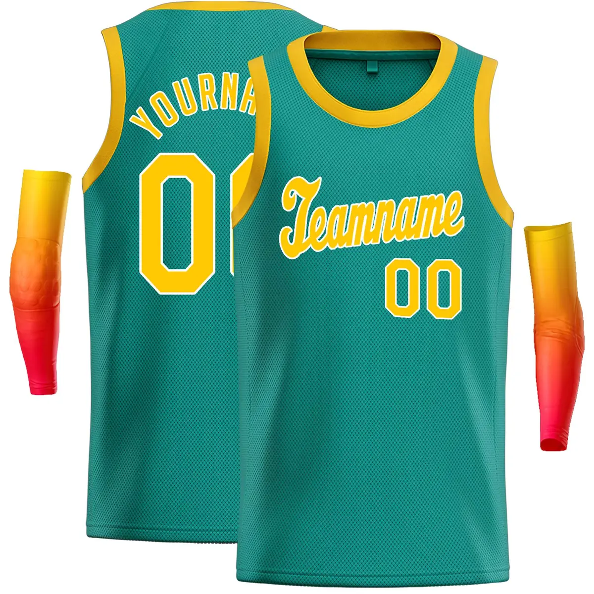 Teal Yellow-White Classic Casual Basketball Jersey
