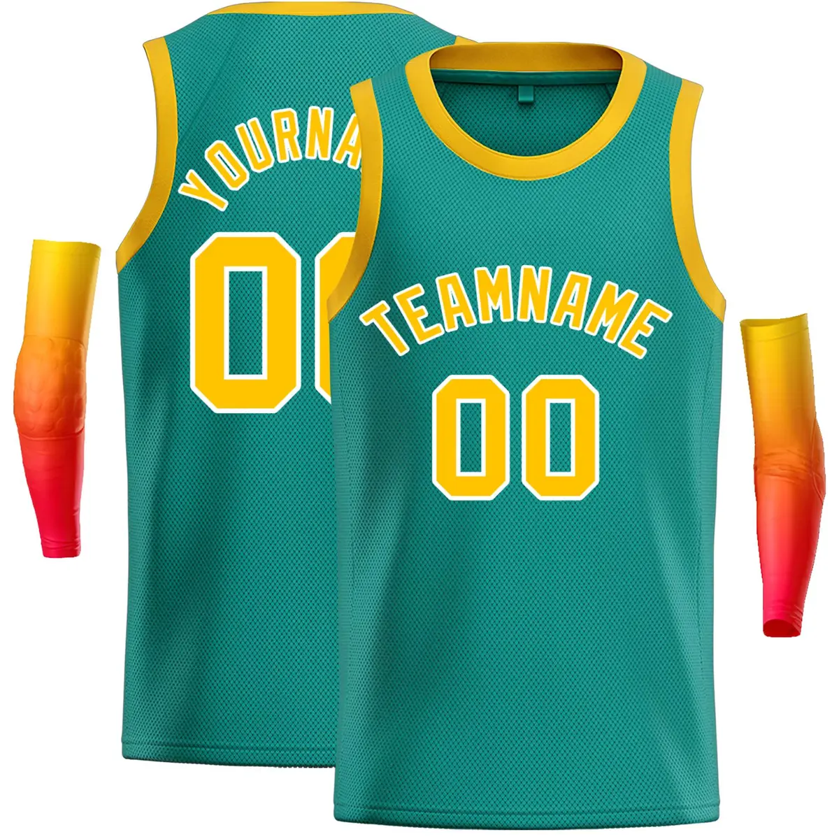 Teal Yellow-White Classic Casual Basketball Jersey
